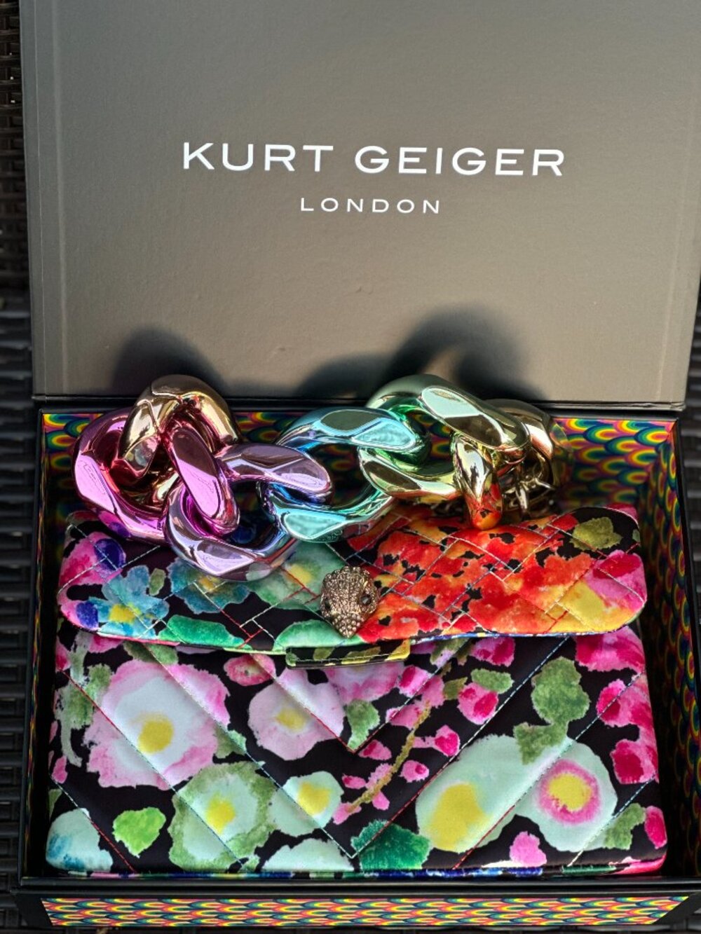 Kurt Geiger London Kensington Floral Chain Shoulder Crossbody Bag